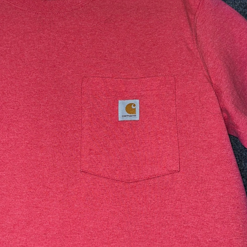Carhartt Womens Loose Fit Pocket T-Shirt Red Heather Short Sleeve Tee L 12-14 - Picture 3 of 4